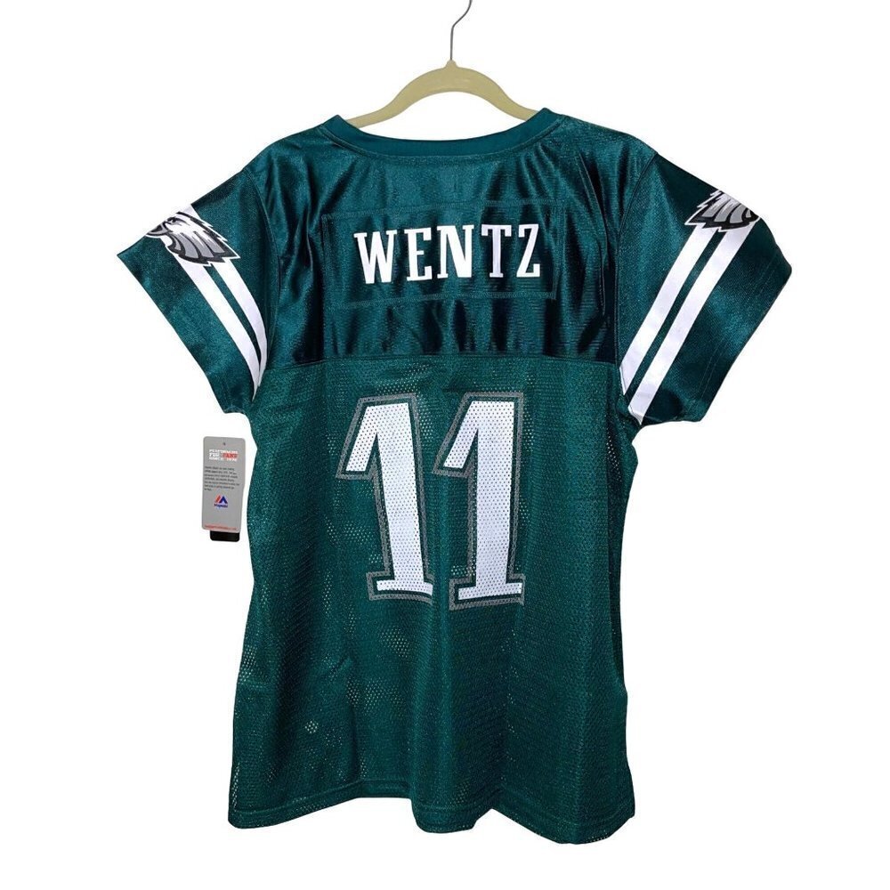 Majestic NFL Philadelphia Eagles Jersey Womens Green Size 1X 11 Carson Wentz New